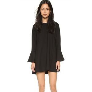 WAYF Black Flutter‎ Bell Sleeve Crepe Mini Dress Sm